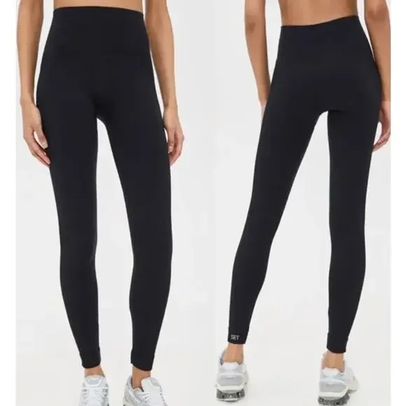 Set Active Sculptflex Power High Rise Leggings Black Size Medium Athleisure Yoga - Picture 1 of 11